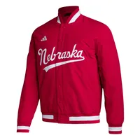 Adidas Red Scarlet Huskers Baseball Coaches Veste à boutons-pression pour homme