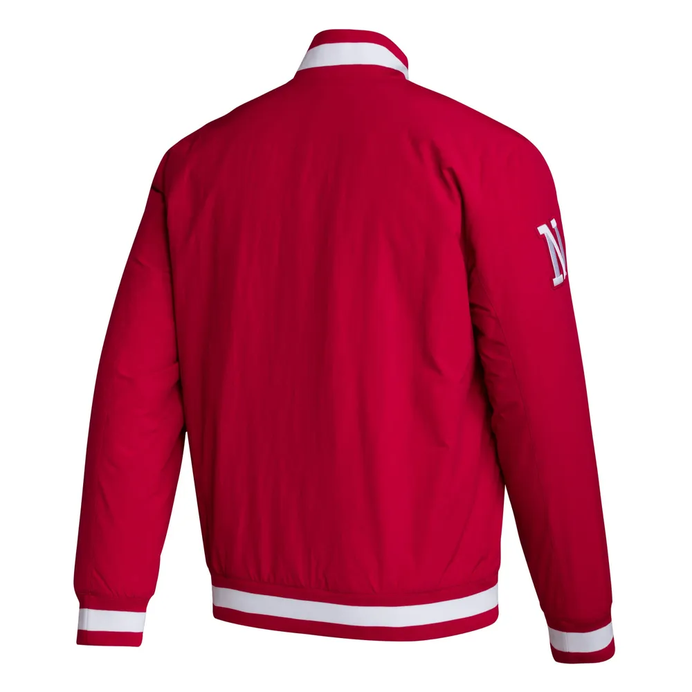 Adidas Red Scarlet Huskers Baseball Coaches Veste à boutons-pression pour homme