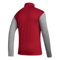 Men's adidas Scarlet/Heathered Gray Nebraska Huskers Team AEROREADY Half-Zip Top