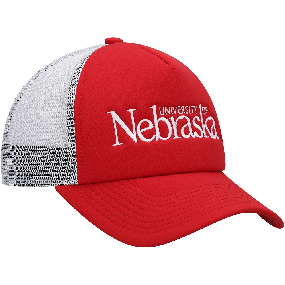 Men's adidas Scarlet/White Nebraska Huskers Foam Trucker Snapback Hat