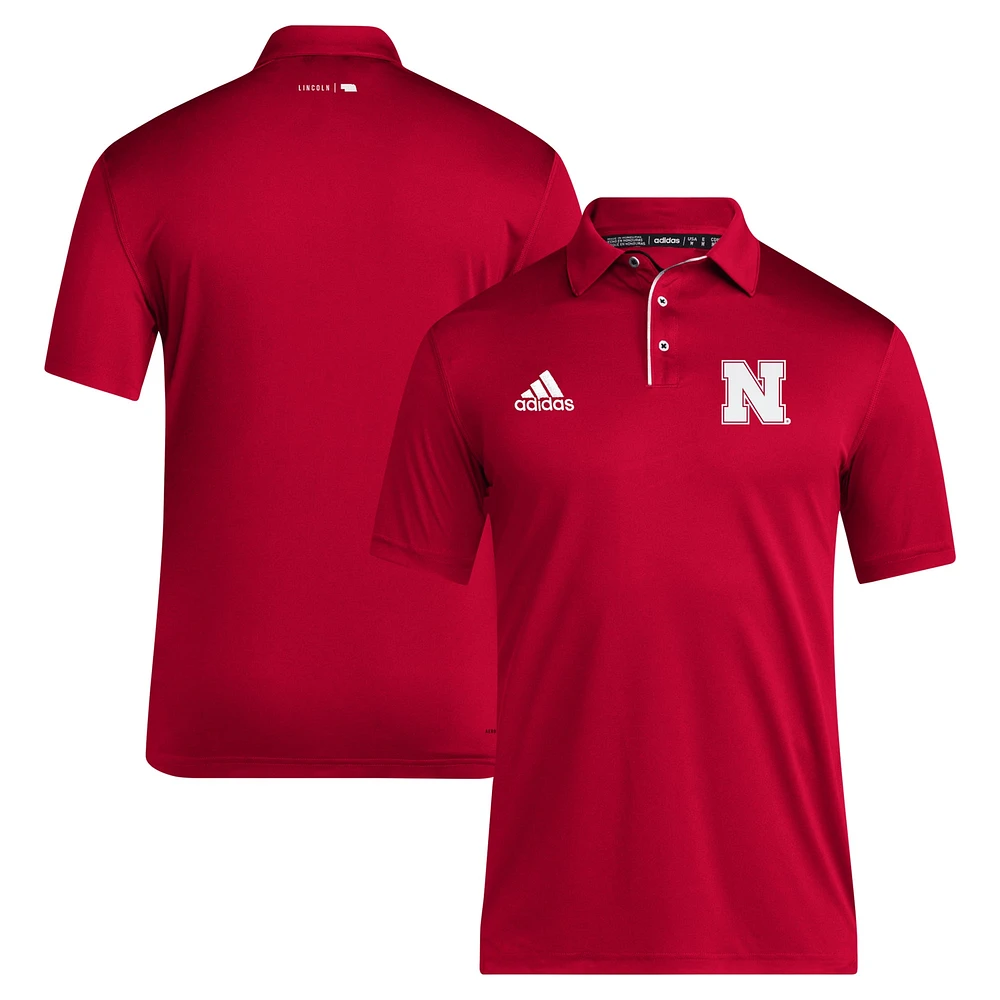 Men's adidas Scarlet Nebraska Huskers 2024 Coaches AEROREADY Polo