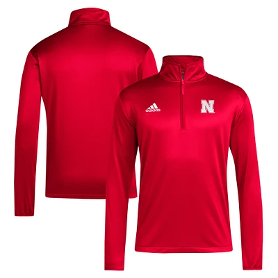 Men's adidas Scarlet Nebraska Huskers 2024 Coaches Sideline Quarter-Zip Top