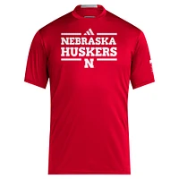 Men's adidas Scarlet Nebraska Huskers 2024 Sideline AEROREADY T-Shirt