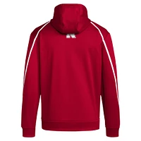 Men's adidas Scarlet Nebraska Huskers 2024 Sideline Travel Pullover Hoodie