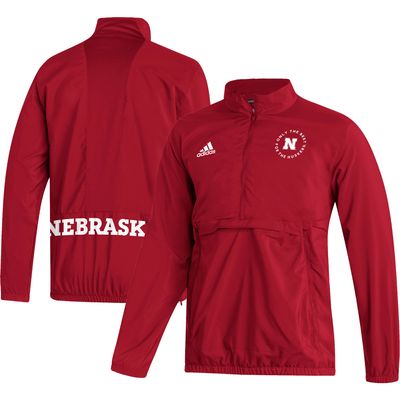 Men's adidas Scarlet Nebraska Huskers AEROREADY Half-Zip Jacket