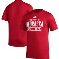 T-shirt d'avant-match adidas Scarlet Nebraska Huskers AEROREADY pour homme