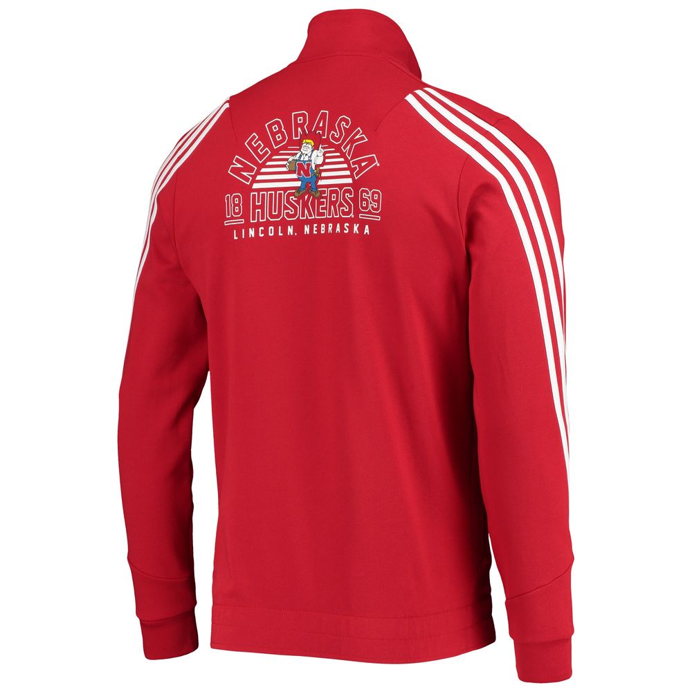 Men's adidas Scarlet Nebraska Huskers Fashion Full-Zip Track Jacket