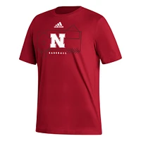 Men's adidas Scarlet Nebraska Huskers Locker Lines Baseball Fresh T-Shirt