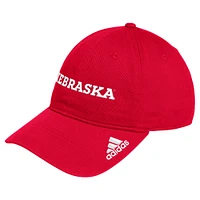 Men's adidas Scarlet Nebraska Huskers Locker Room Wordmark Slouch Adjustable Hat