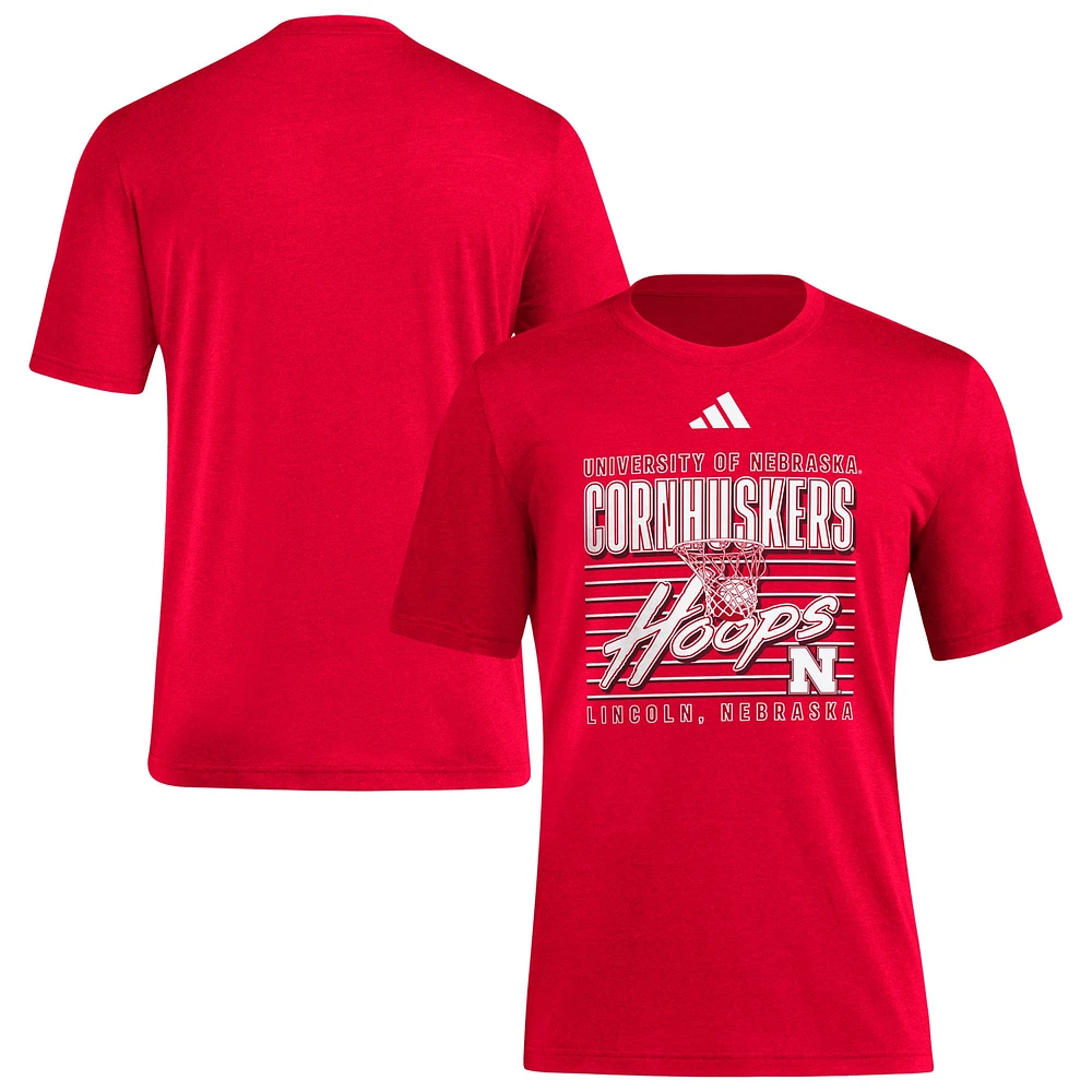 T-shirt adidas Scarlet Nebraska Huskers Locker Swish Tri-Blend pour homme