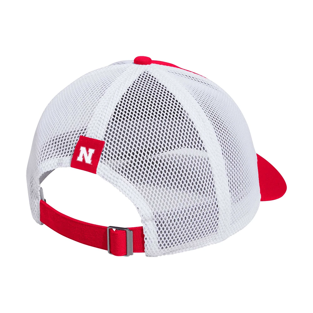 Men's adidas Scarlet Nebraska Huskers Mascot Block Letter Slouch Trucker Adjustable Hat