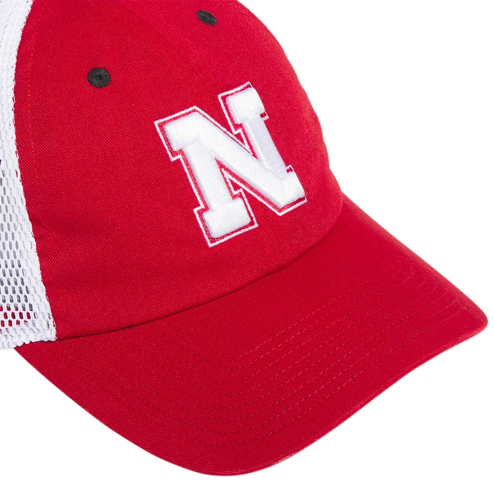 Casquette réglable adidas Scarlet Nebraska Huskers Mascot Slouch Trucker pour hommes