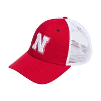 Casquette réglable adidas Scarlet Nebraska Huskers Mascot Slouch Trucker pour hommes