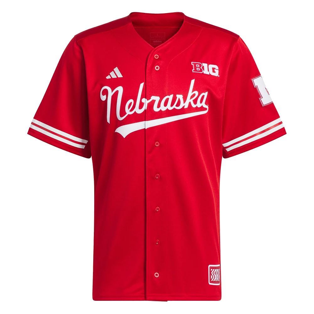Men's adidas Scarlet Nebraska Huskers Reverse Retro Replica Baseball Jersey