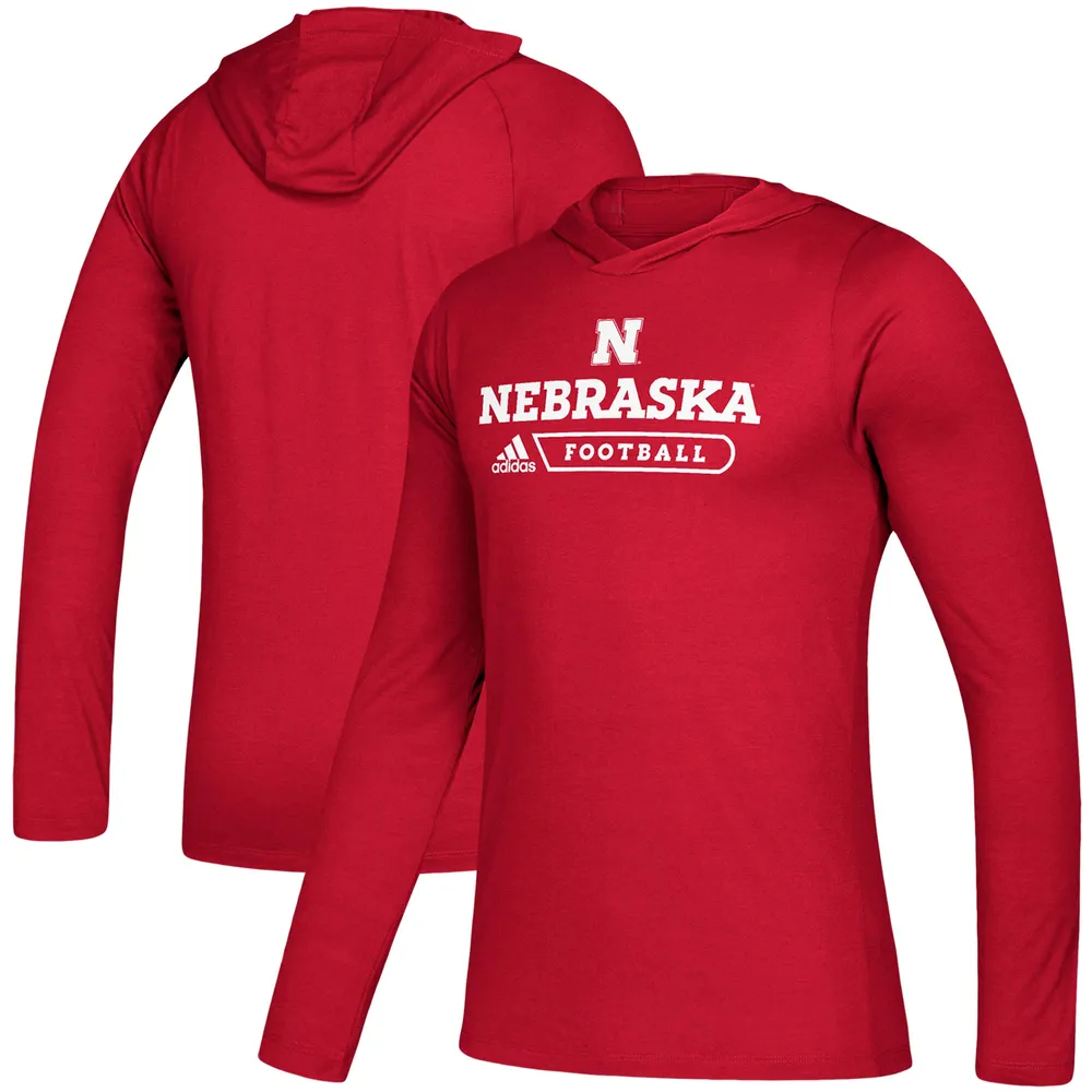 Nebraska Huskers adidas Sideline Authentic AEROREADY Hoodie Long Sleeve T-Shirt - Scarlet Green Tree Mall