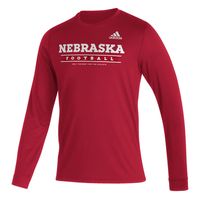 Men's adidas Scarlet Nebraska Huskers Sideline Creator Practice AEROREADY Long Sleeve T-Shirt