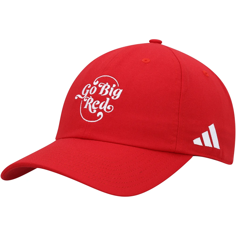 Casquette ajustable ajustable Scarlet Nebraska Huskers adidas pour homme