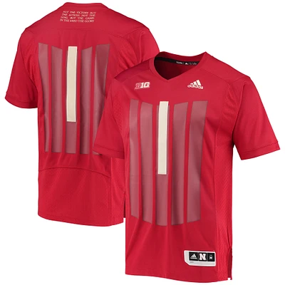 Men's adidas Scarlet Nebraska Huskers Strategy Baseball Jersey