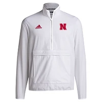 Veste à demi-zip adidas Nebraska Huskers Coaches Sideline pour hommes