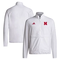 Men's adidas Nebraska Huskers 2024 Coaches Sideline Half-Zip Jacket