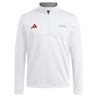Men's adidas White Nebraska Huskers Elevated Quarter-Zip Jacket