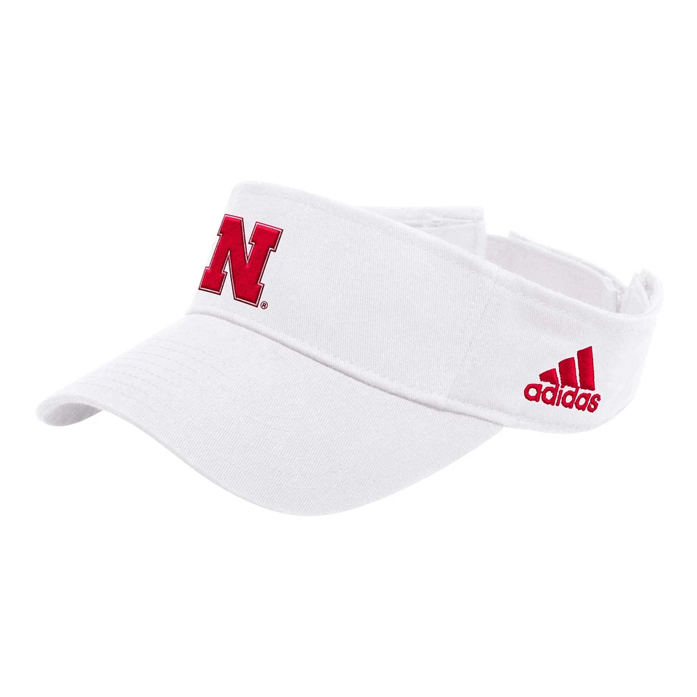 Men's adidas White Nebraska Huskers Locker Room Team Adjustable Visor