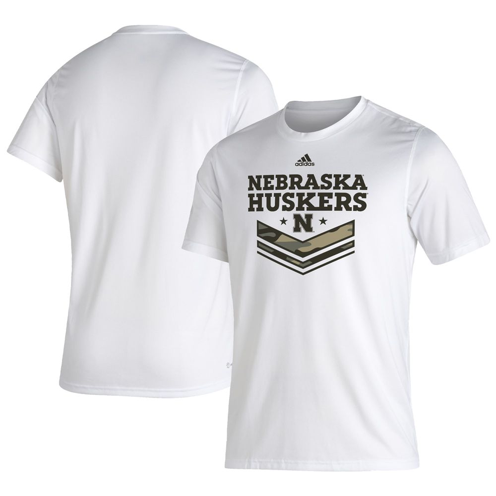 Men's adidas White Nebraska Huskers Military Appreciation Creator T-Shirt