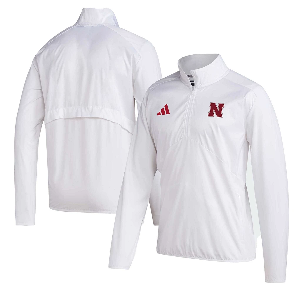 Adidas Nebraska Huskers Sideline AEROREADY Veste à manches raglan et fermeture éclair pour homme - Blanc