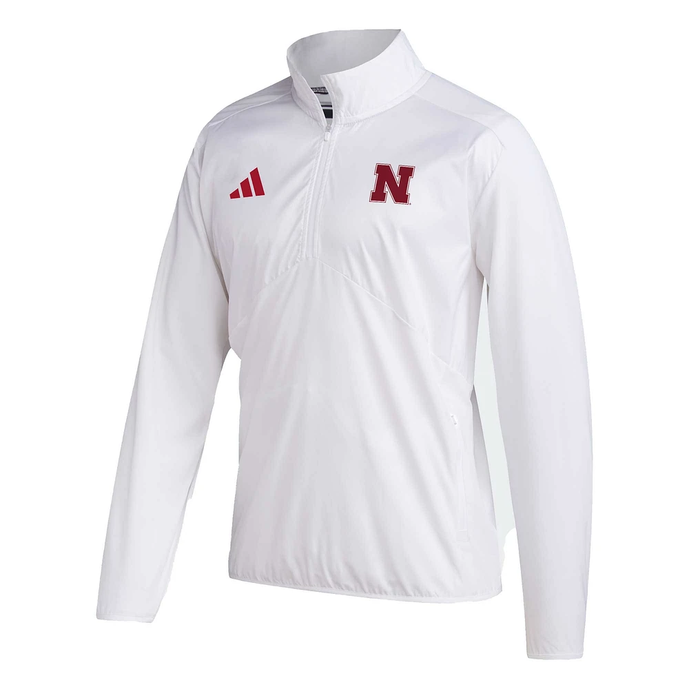 Adidas Nebraska Huskers Sideline AEROREADY Veste à manches raglan et fermeture éclair pour homme - Blanc