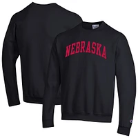 Men's Champion  Black Nebraska Huskers Basic Arch Fleece Pullover Sweatshirt