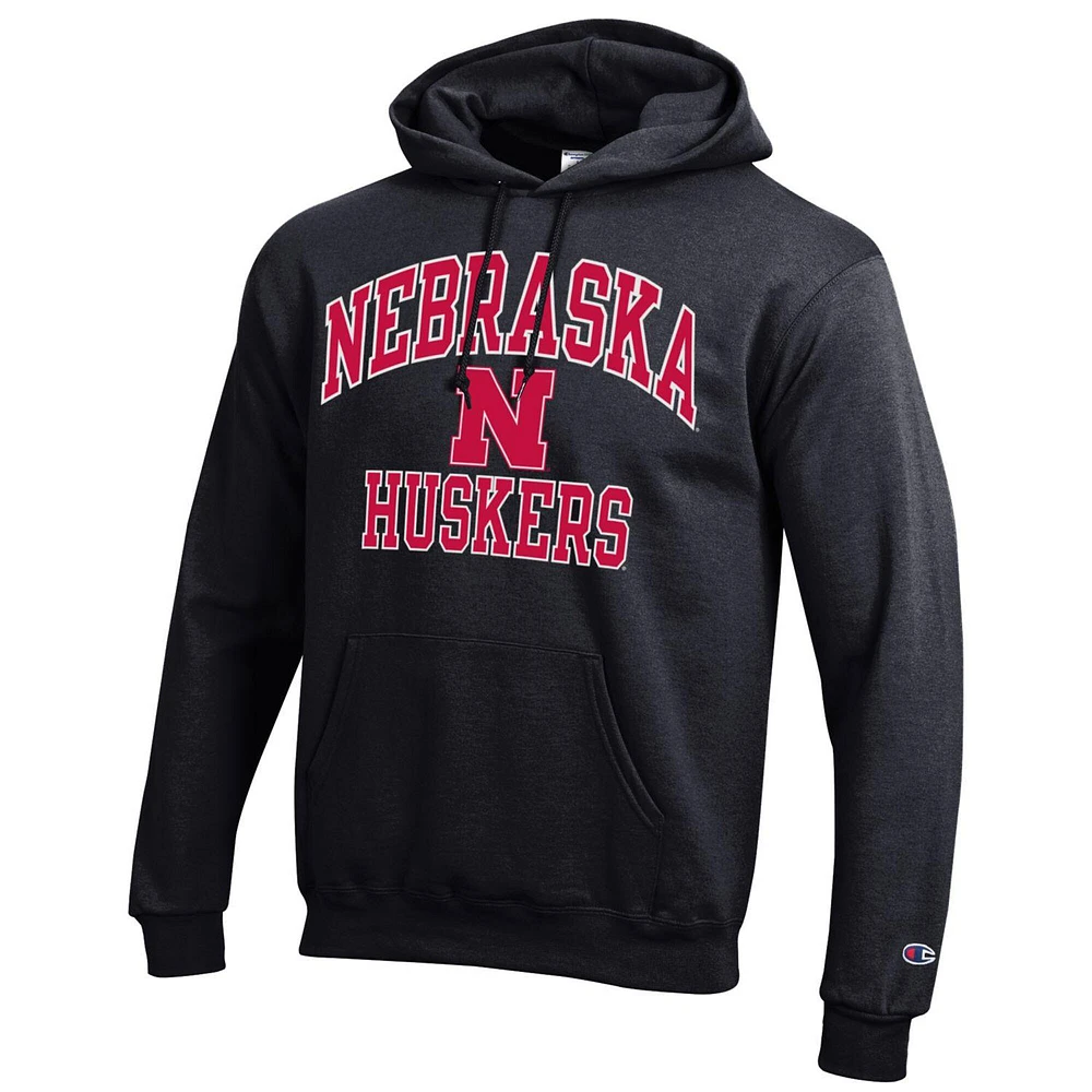 Men's Champion Black Nebraska Huskers High Motor Pullover Hoodie