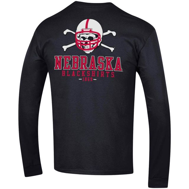 T-shirt à manches longues Champion Nebraska Huskers Team Stack pour homme, noir