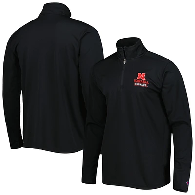 Veste texturée à quart de zip Champion Nebraska Huskers pour homme, noire