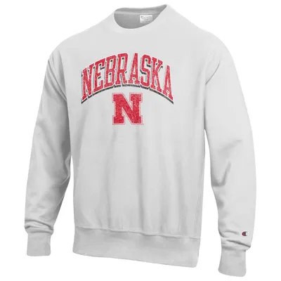 Sweat-shirt Champion Nebraska Huskers Arch Over Logo Reverse Weave pour homme, gris