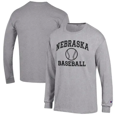 Nebraska Huskers Champion Baseball Icon Long Sleeve T-Shirt - Gray