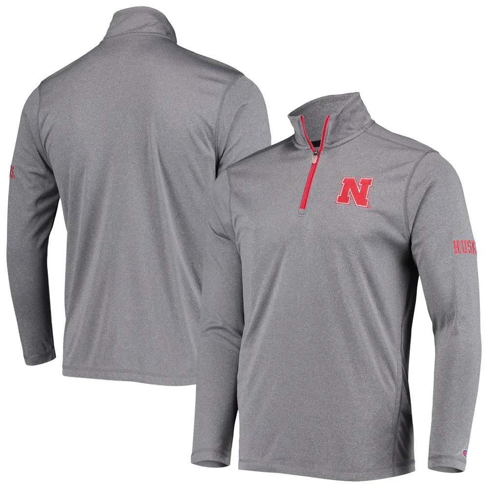 Men's Champion Gray Nebraska Huskers Victory Quarter-Zip Jacket