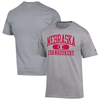 Men's Champion Heather Gray Nebraska Huskers Arch Pill T-Shirt