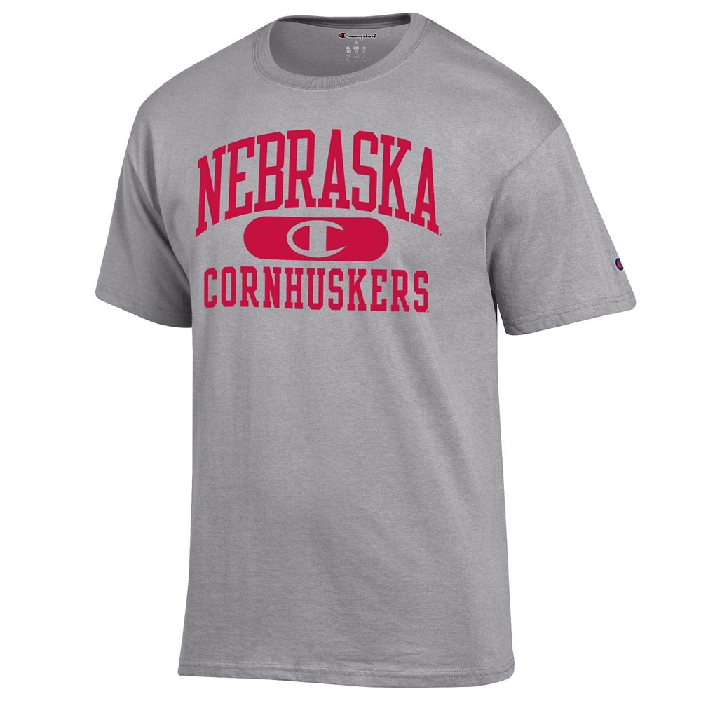 T-shirt Champion gris chiné Nebraska Huskers Arch Pill pour homme