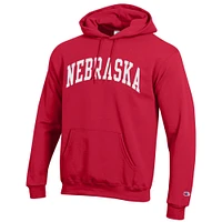 Men's Champion  Scarlet Nebraska Huskers Basic Arch Fleece Pullover Hoodie