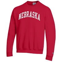 Men's Champion  Scarlet Nebraska Huskers Basic Arch Fleece Pullover Sweatshirt