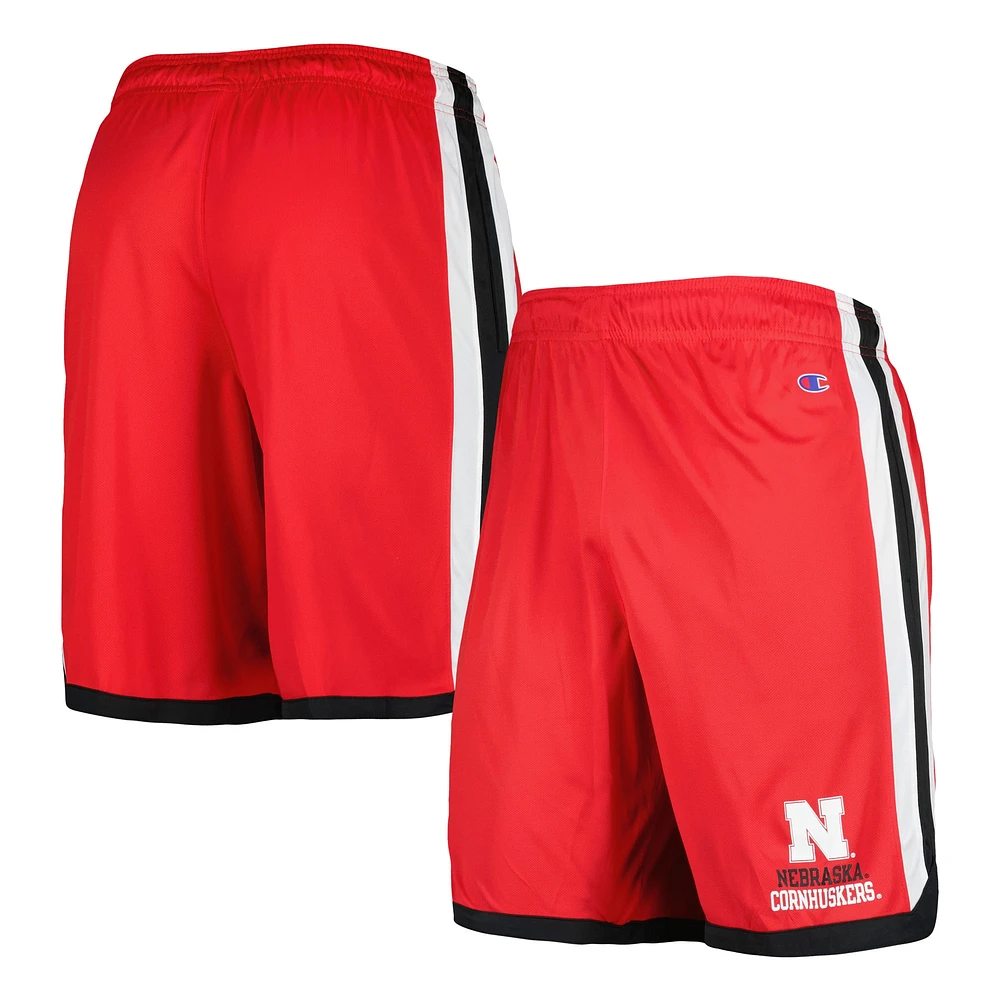 Short de basketball Champion Scarlet Nebraska Huskers pour homme