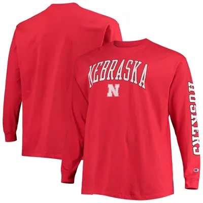 Nebraska Huskers Champion Big & Tall 2-Hit Long Sleeve T-Shirt - Scarlet