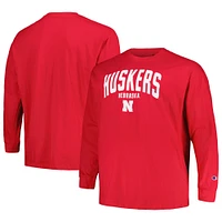 Champion Scarlet Nebraska Huskers Big & Tall Arch T-shirt à manches longues pour hommes