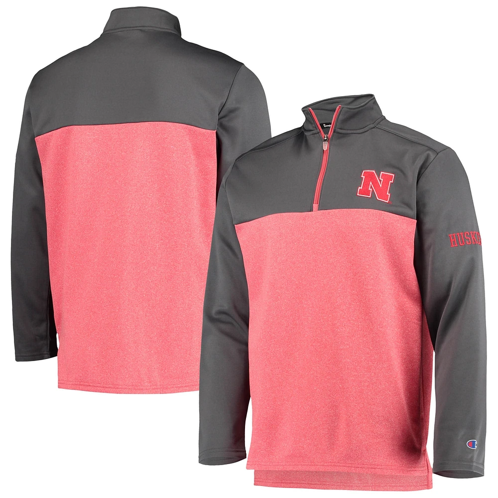 Men's Champion Scarlet Nebraska Huskers Gameday Quarter-Zip Jacket