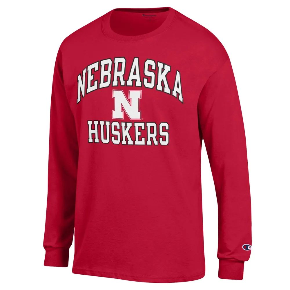 Champion Scarlet Nebraska Huskers High Motor T-shirt à manches longues pour homme