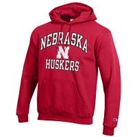 Men's Champion Scarlet Nebraska Huskers High Motor Pullover Hoodie