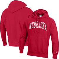 Men's Champion Scarlet Nebraska Huskers Team Arch Reverse Weave Pullover Hoodie