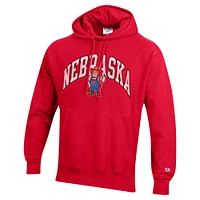 Men's Champion Scarlet Nebraska Huskers Vault Late Night Reverse Weave Pullover Hoodie