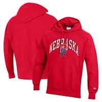 Men's Champion Scarlet Nebraska Huskers Vault Late Night Reverse Weave Pullover Hoodie