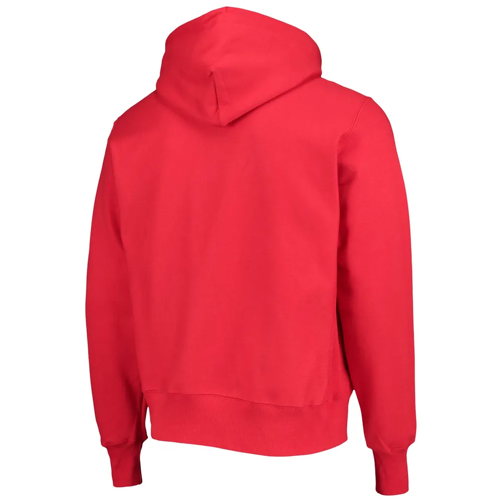 Men's Champion Scarlet Nebraska Huskers Vault Logo Reverse Weave Pullover Hoodie